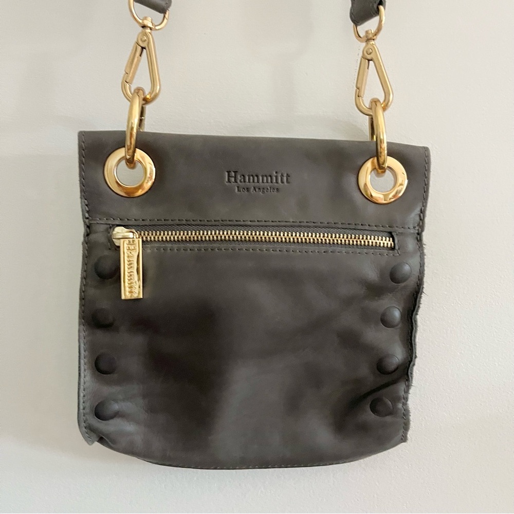 Hammitt Women's Tony Medium Leather Crossbody Bag in Gray Designer Purse